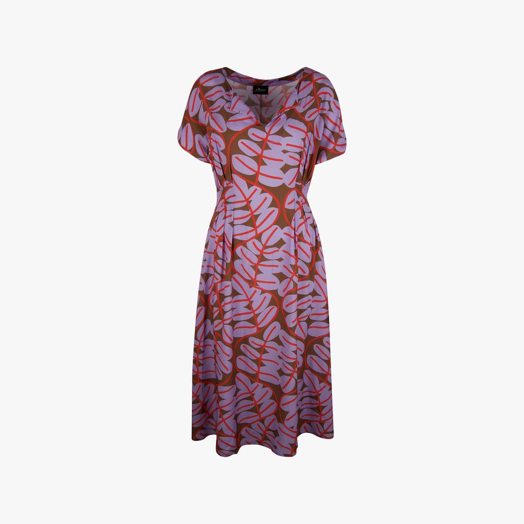 justmine Kleid Leafprint | flieder