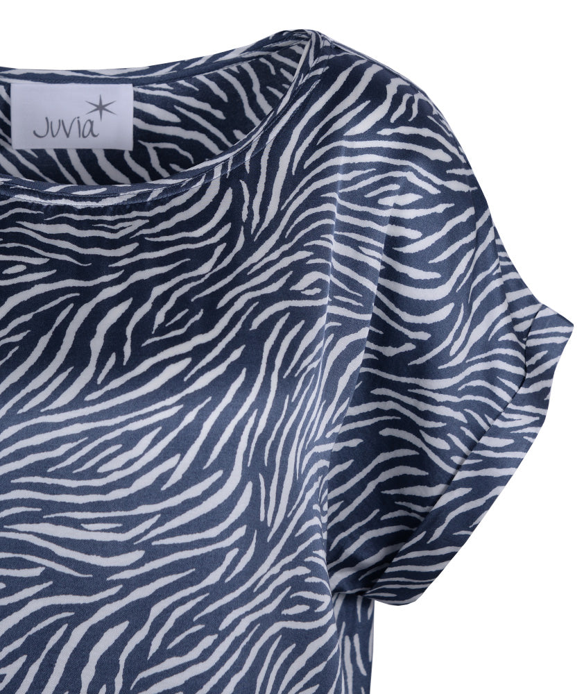 Blusenshirt Desertprint | blau-weiß