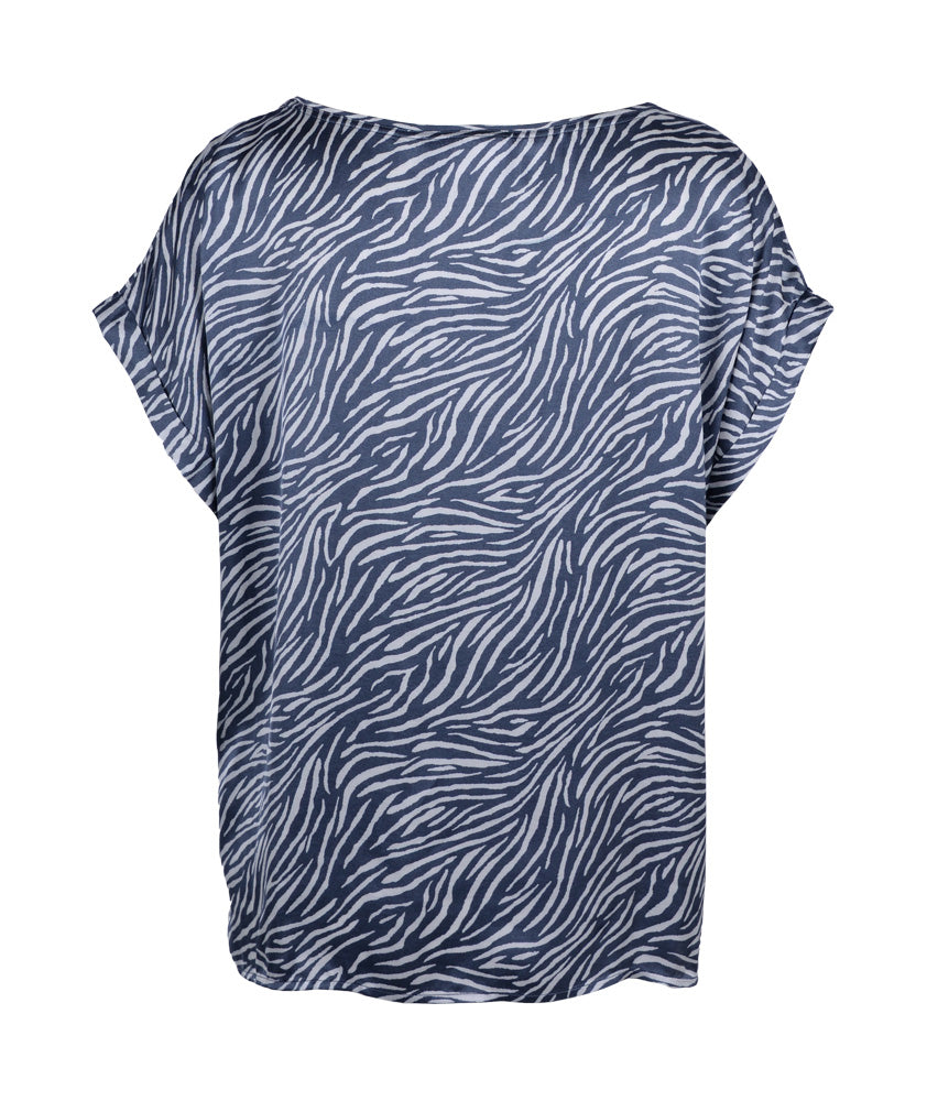 Blusenshirt Desertprint | blau-weiß