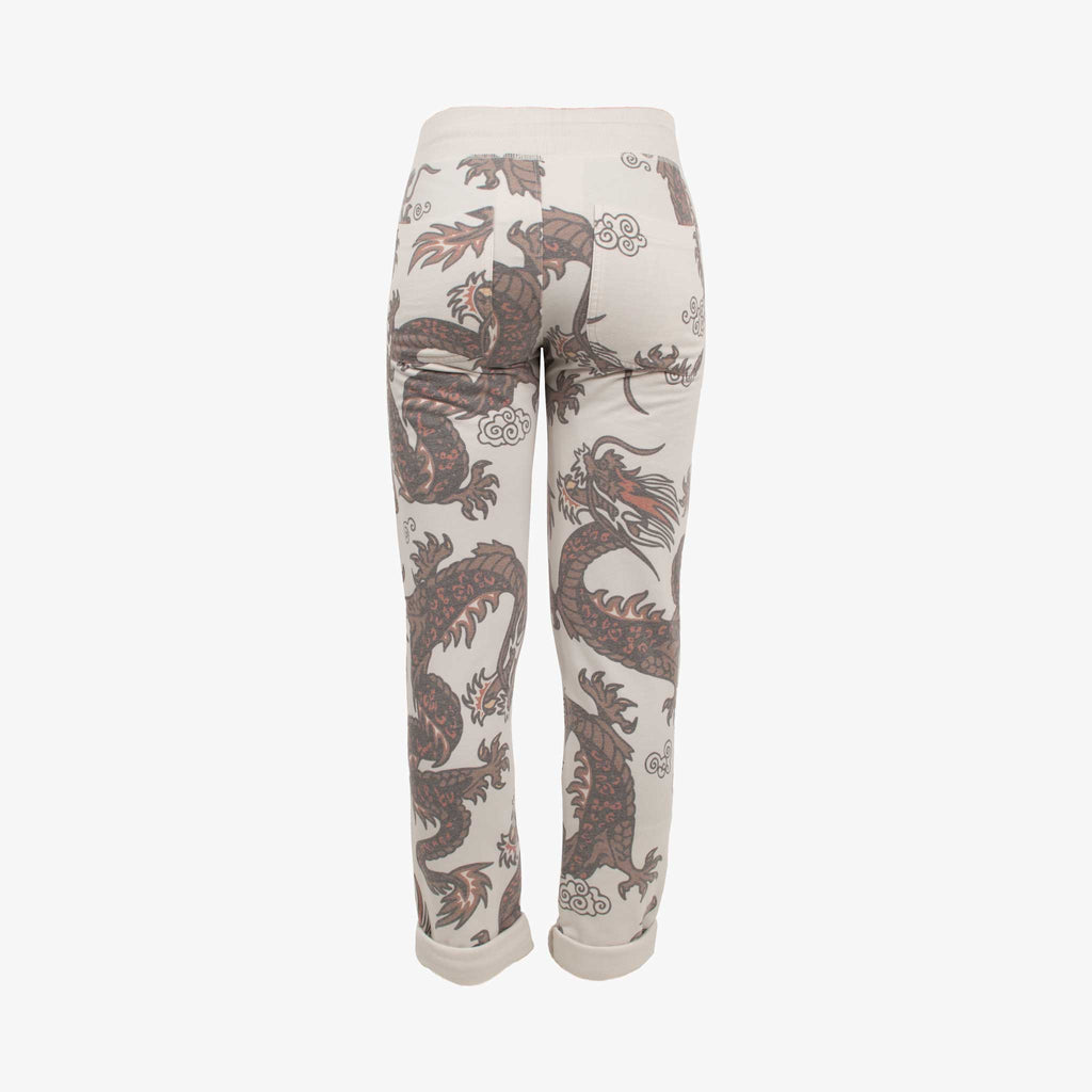 Hose Drachenprint | offwhite
