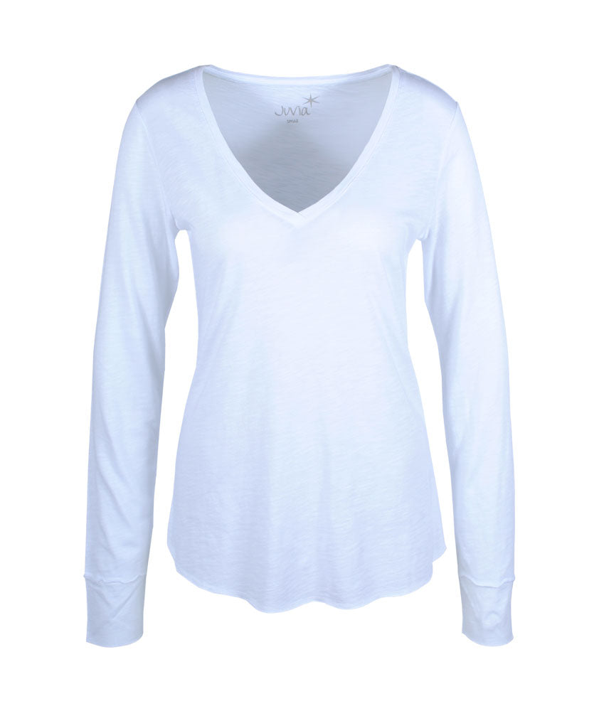 1/1 V-Shirt Flammgarn | weiß