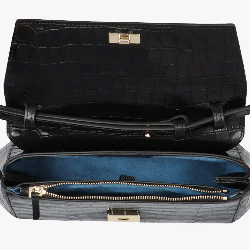 Clutch Krokoprint (schwarz, 1-size) | schwarz
