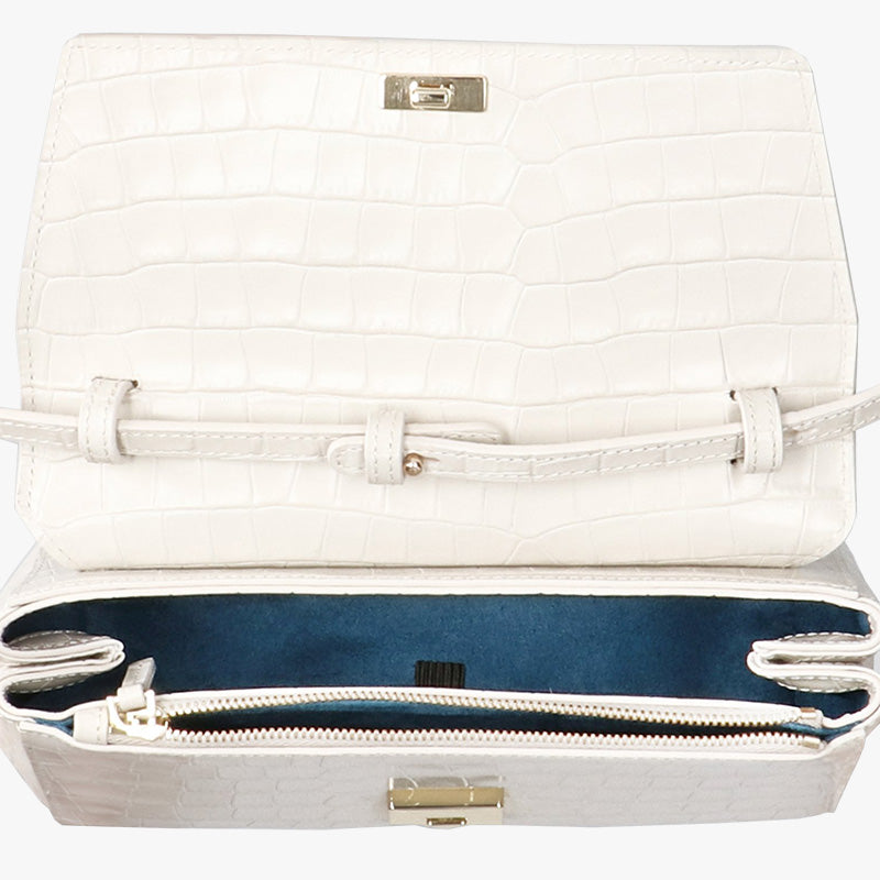 Clutch Krokoprint (weiß, 1-size) | weiß