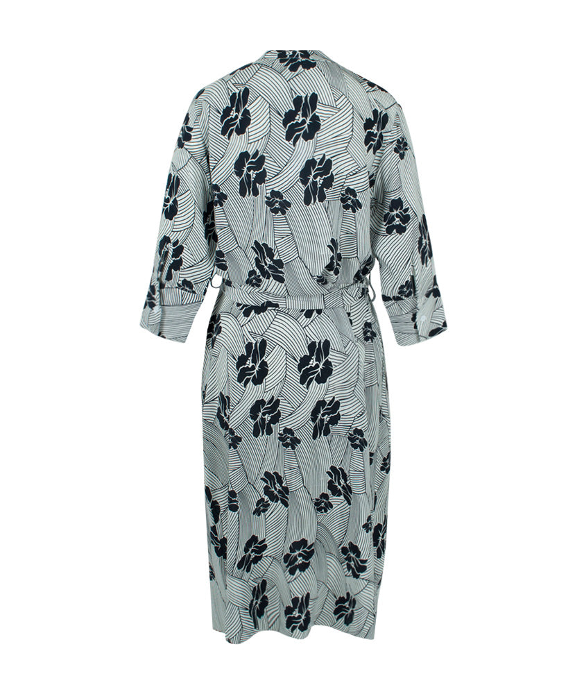 Kleid Blütenprint | schwarz-weiß