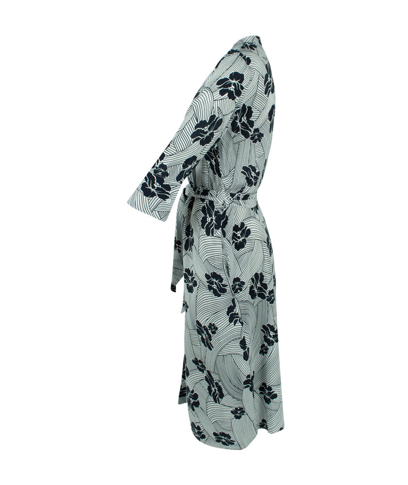 Kleid Blütenprint | schwarz-weiß