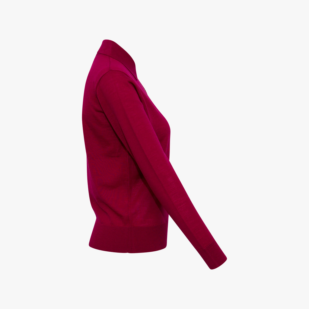Polo-Pullover Feinstrick | fuchsia