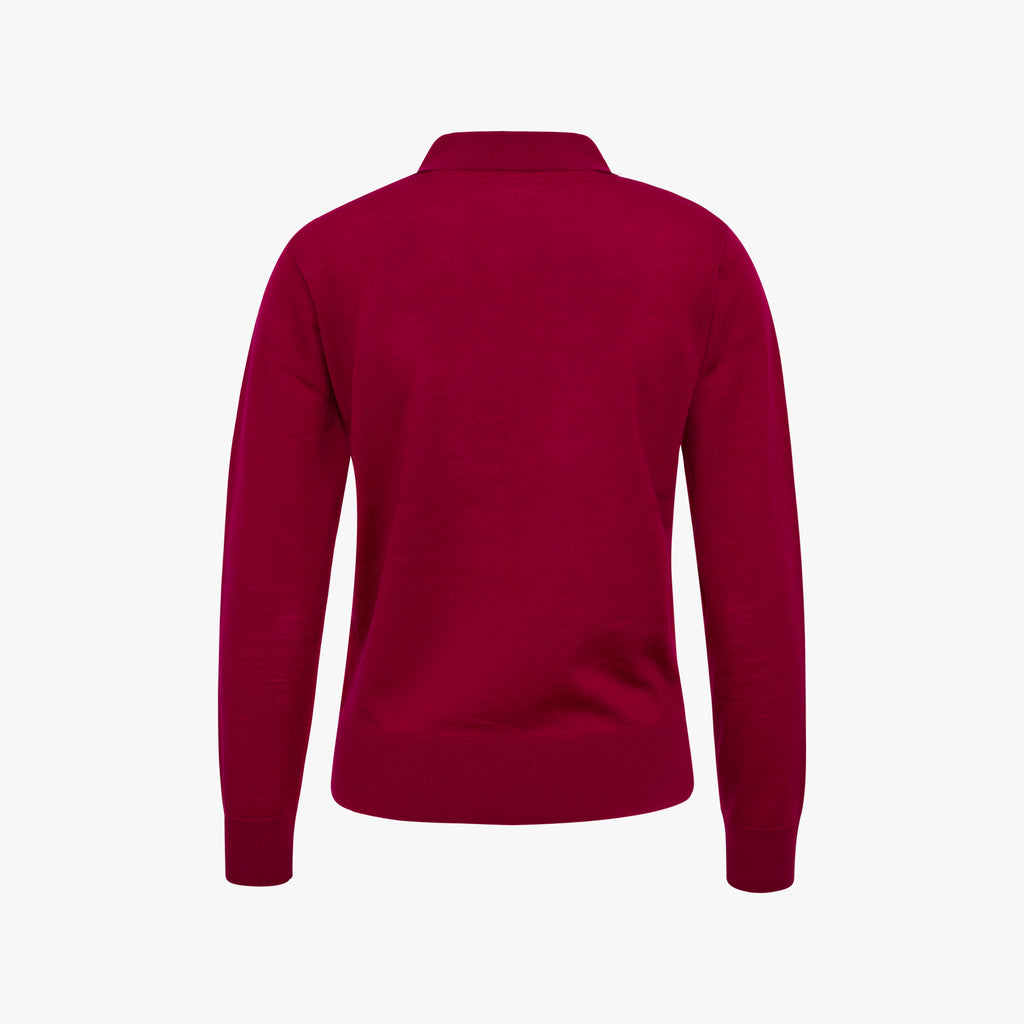 Polo-Pullover Feinstrick | fuchsia