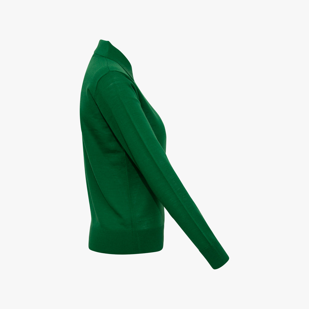 Polo-Pullover Feinstrick | grün