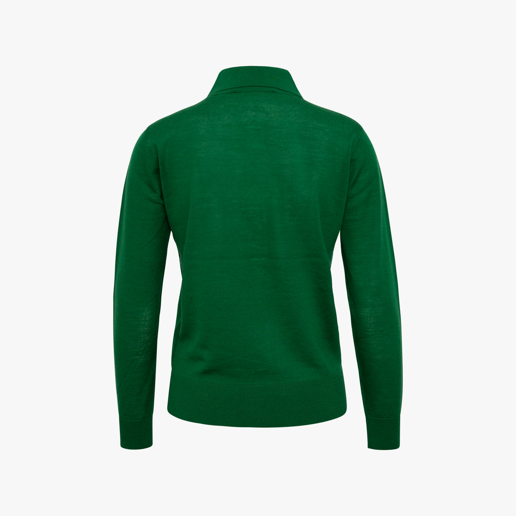 Polo-Pullover Feinstrick | grün
