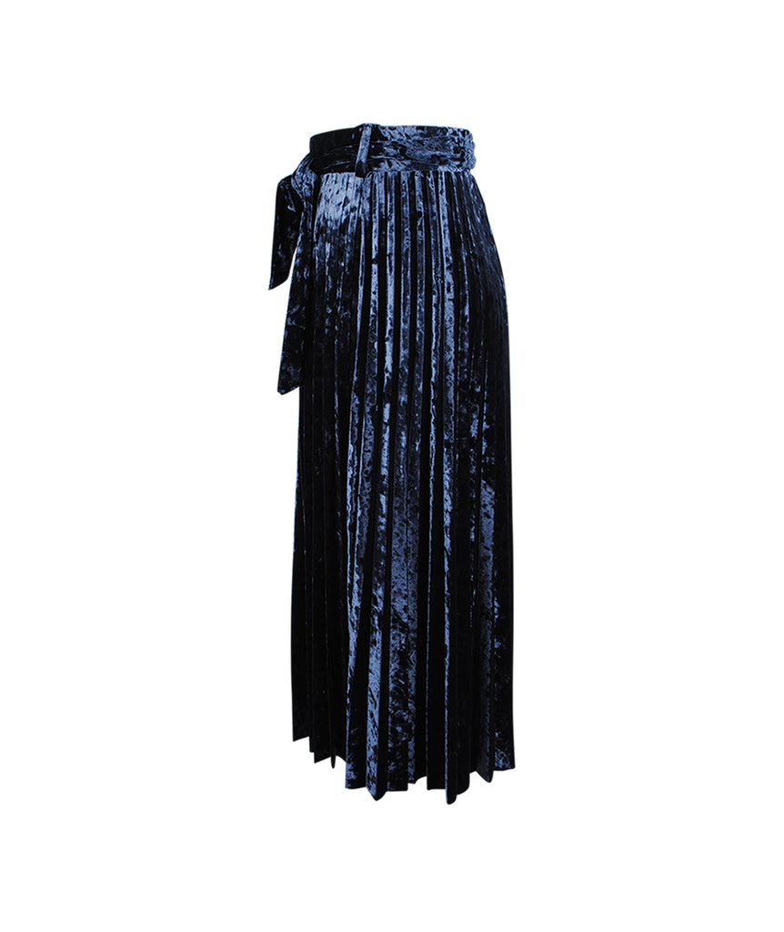 Plisseerock Samt | blau