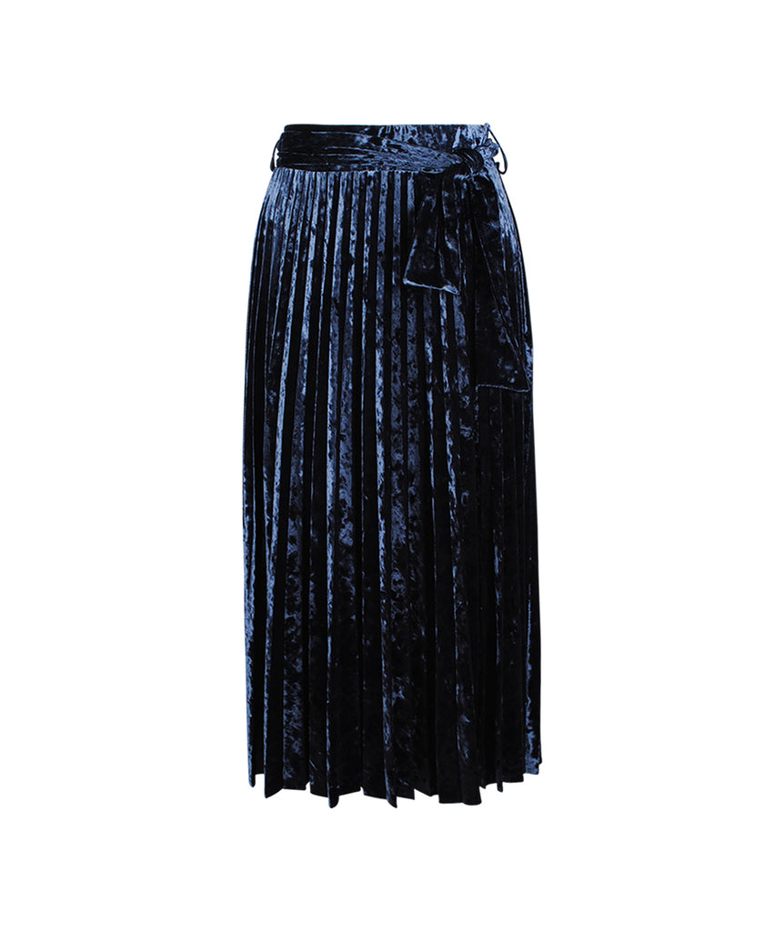 Plisseerock Samt | blau