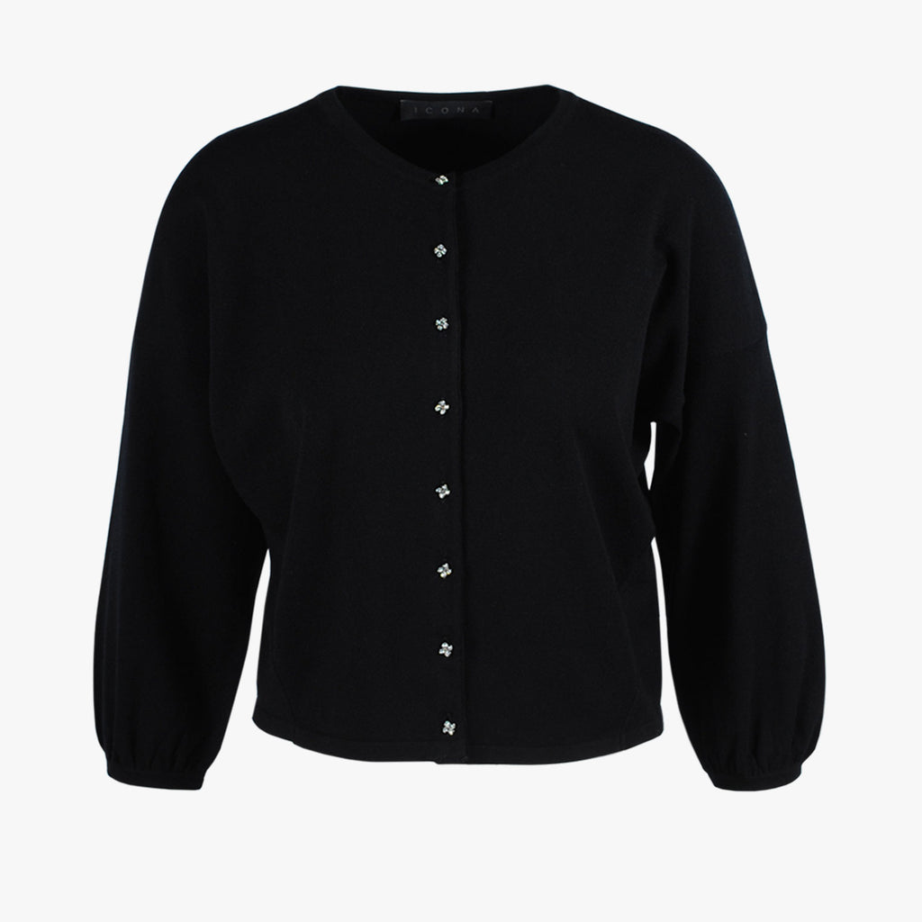 Strickjäckchen uni (schwarz, XS) | schwarz