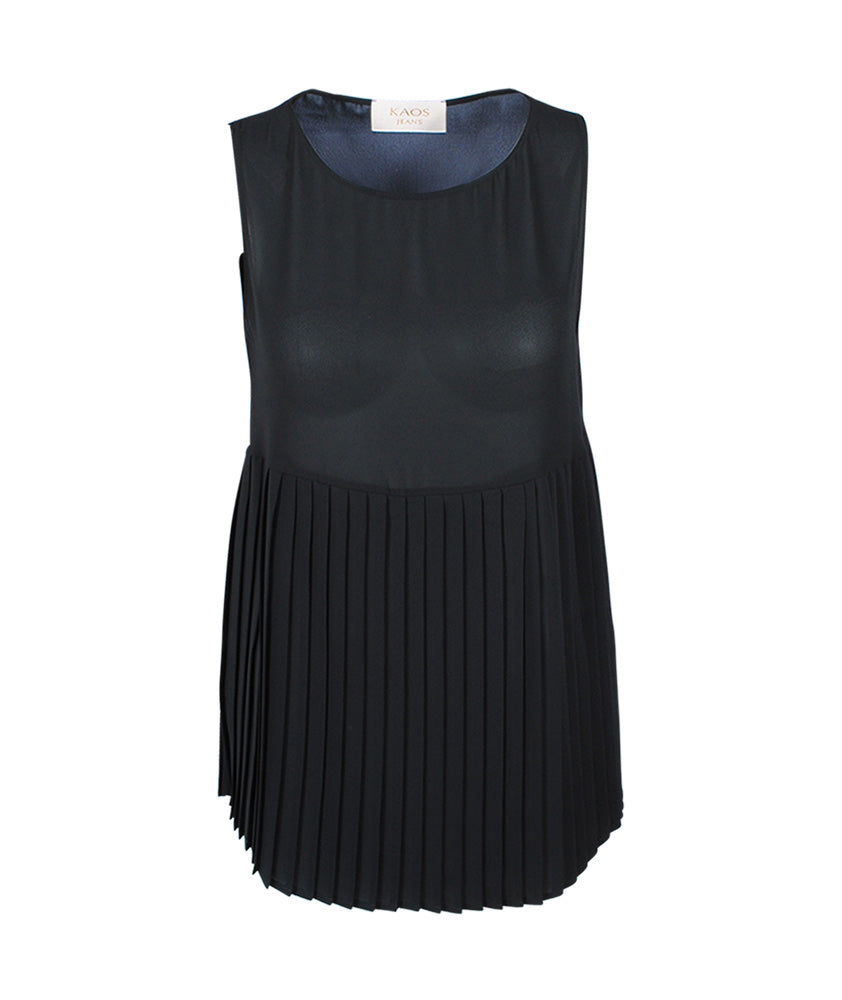 Top Plissee | schwarz
