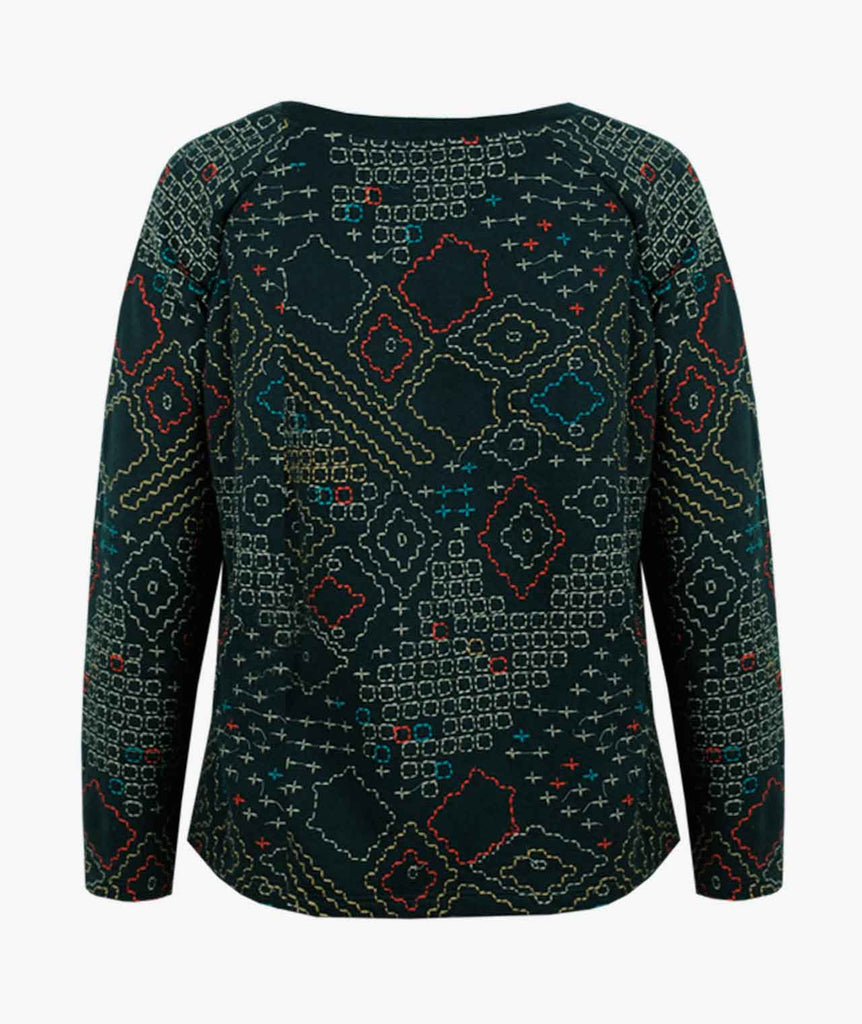 Sweater Soleil Kantha | dunkelgrün