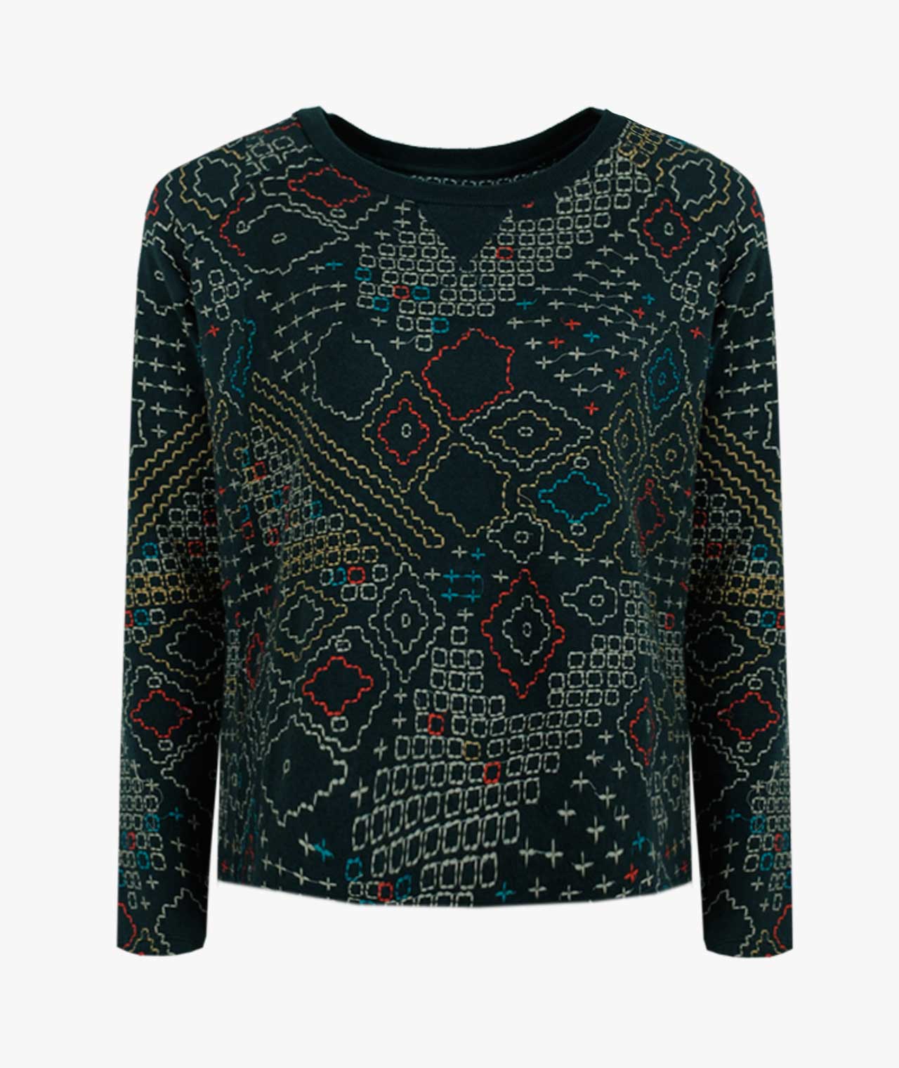 Sweater Soleil Kantha | dunkelgrün