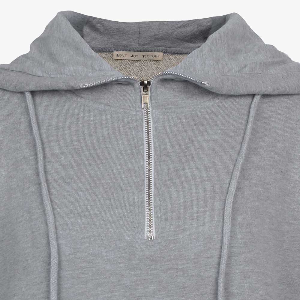 Sweat-Hoodie Zip, Reißverschluss | graumelange