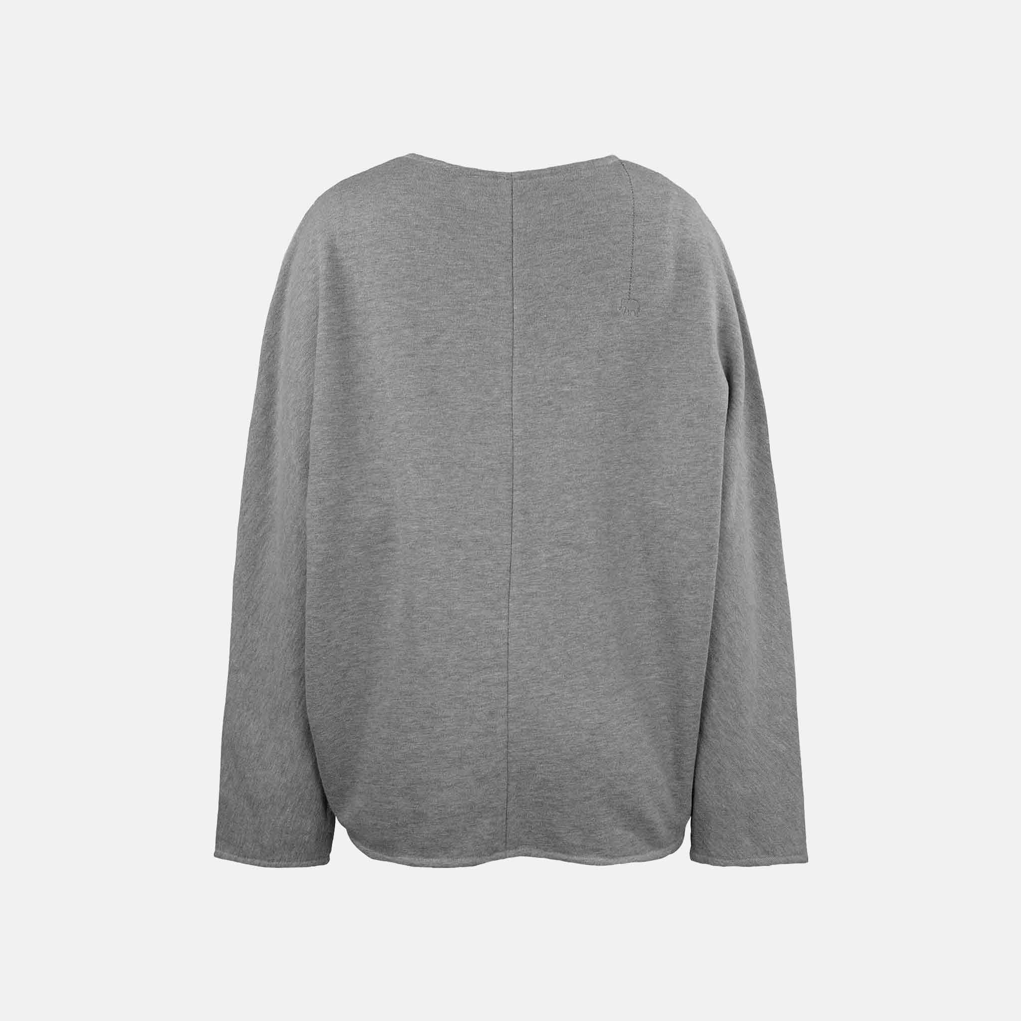 V-Neck Sweater, Hinten | graumelange
