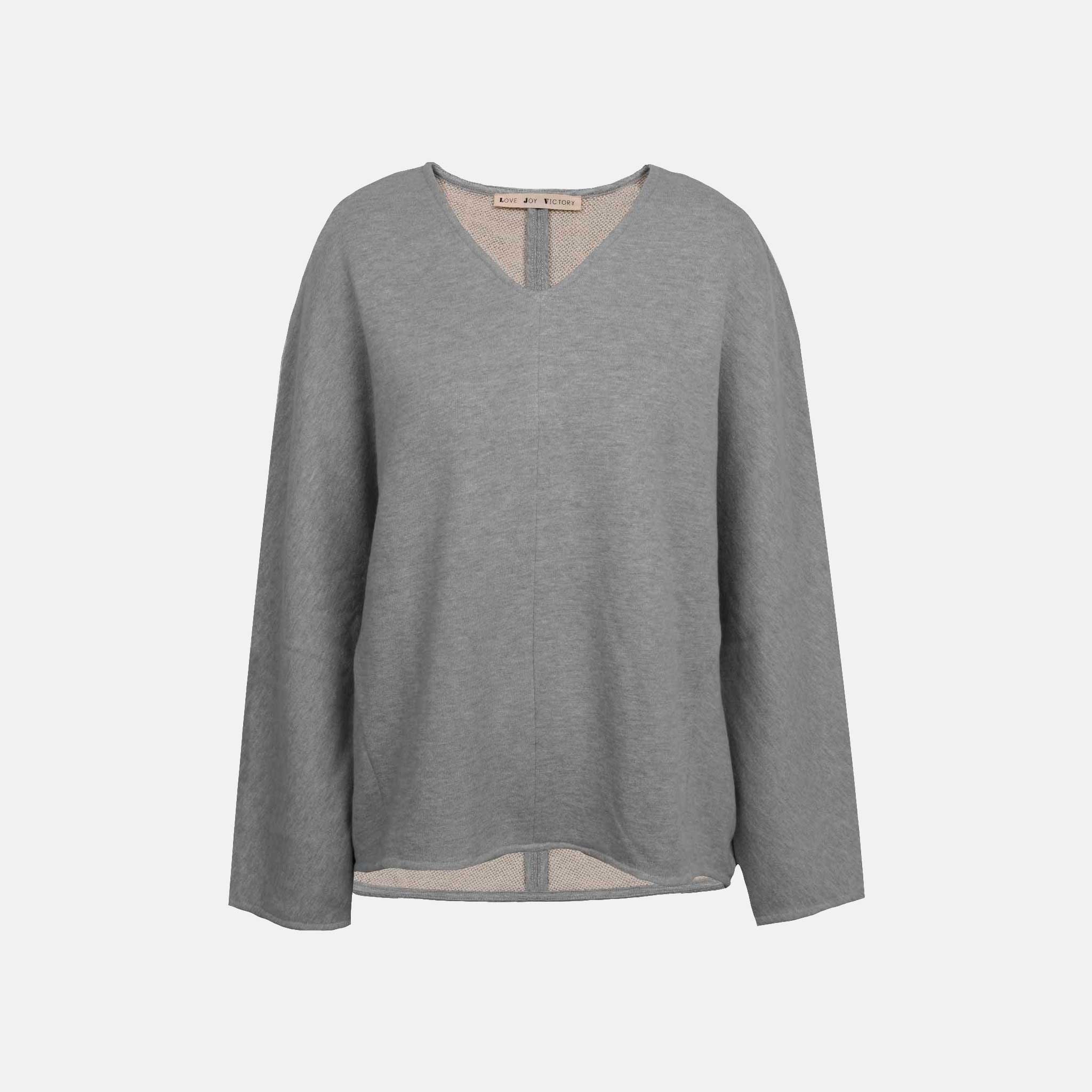 V-Neck Sweater, Vorne | graumelange