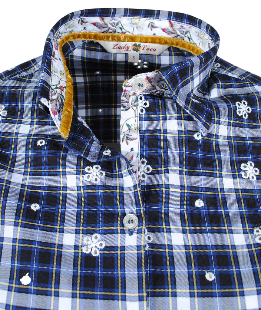 Bluse Fiore Check | blau