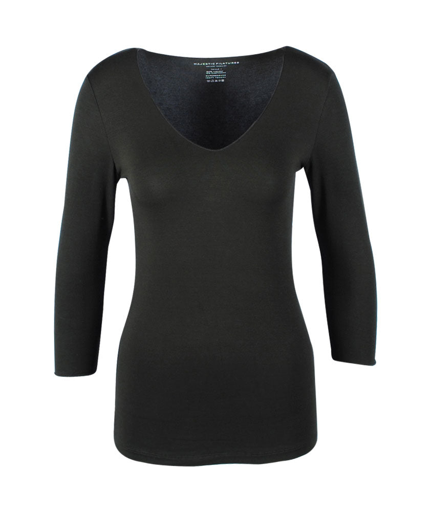 3/4 V-Shirt | braun