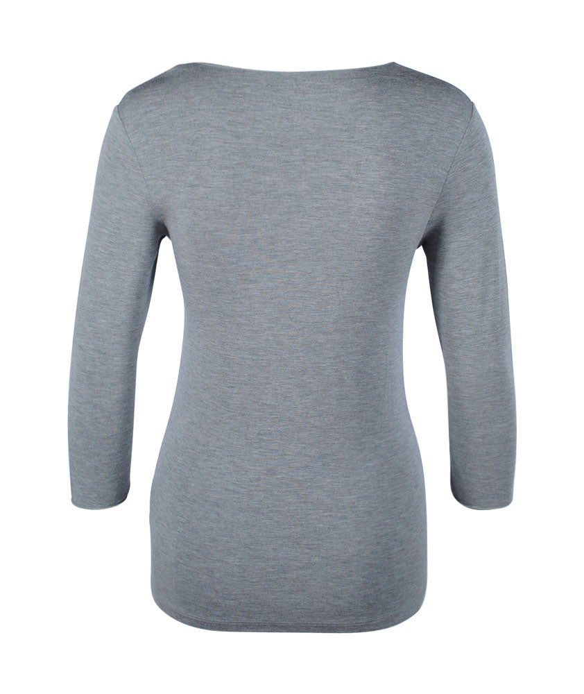 3/4 V-Shirt | grau