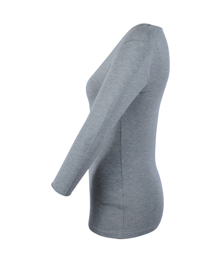 3/4 V-Shirt | grau