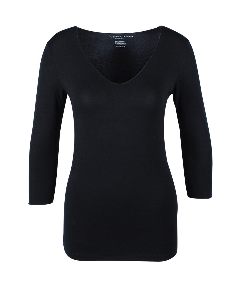 3/4 V-Shirt | schwarz