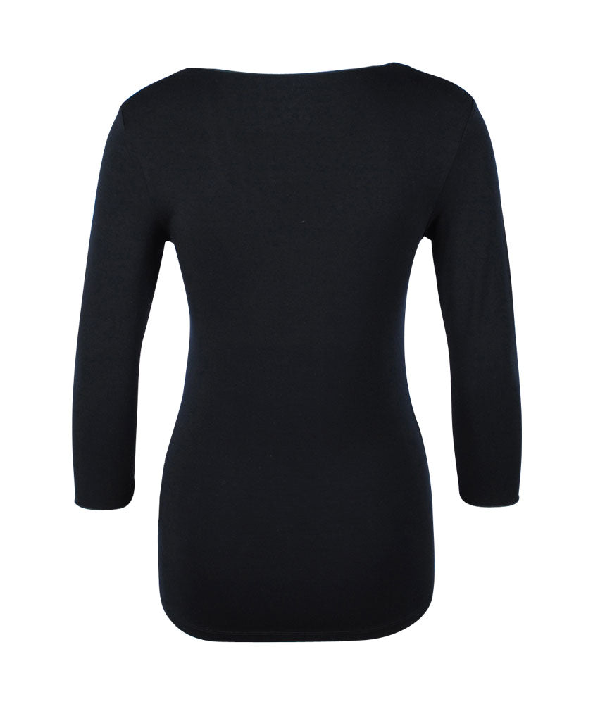3/4 V-Shirt | schwarz