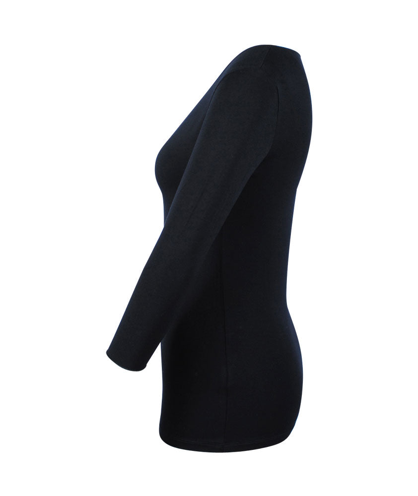 3/4 V-Shirt | schwarz
