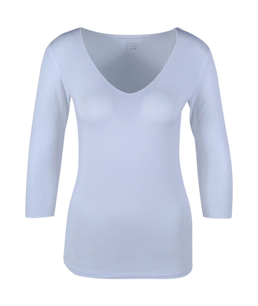 3/4 V-Shirt | weiß