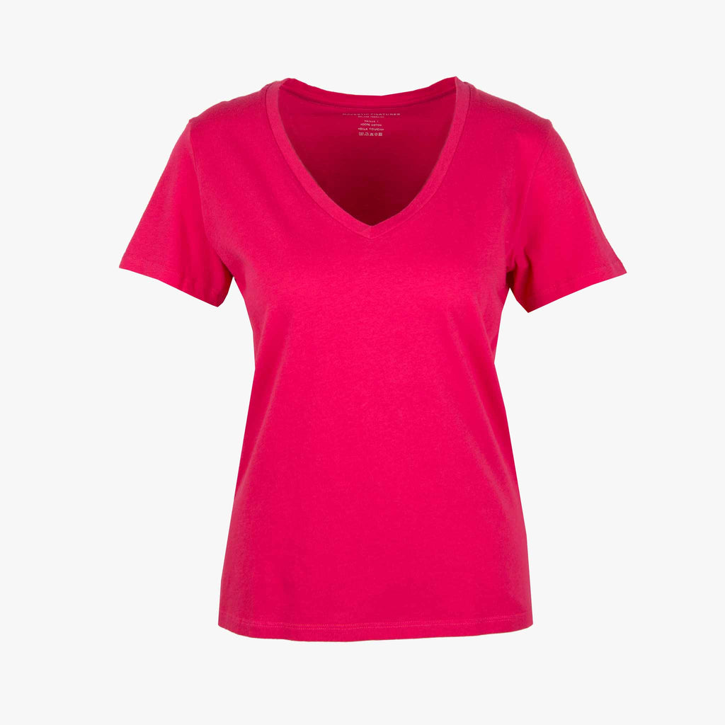 Majestic V-Shirt Cotton | fuchsia