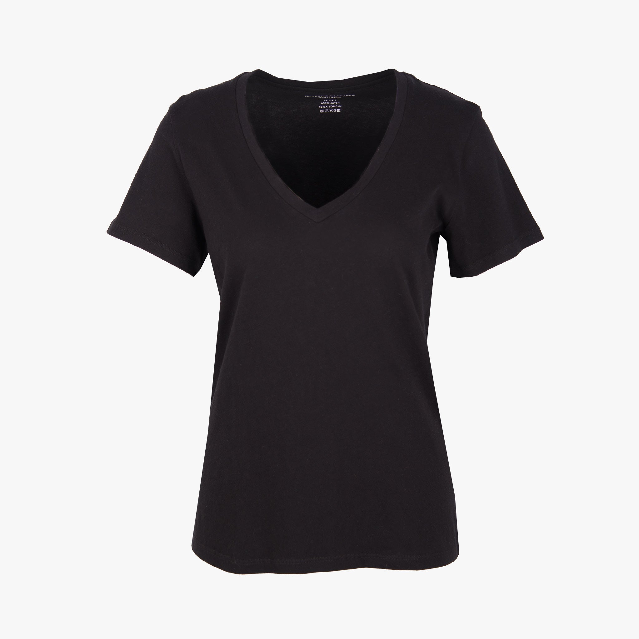 Majestic V-Shirt Cotton | schwarz