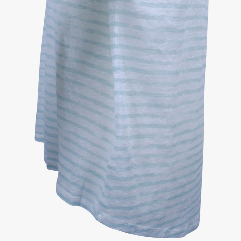 V-Shirt Ringel Leinen | minze