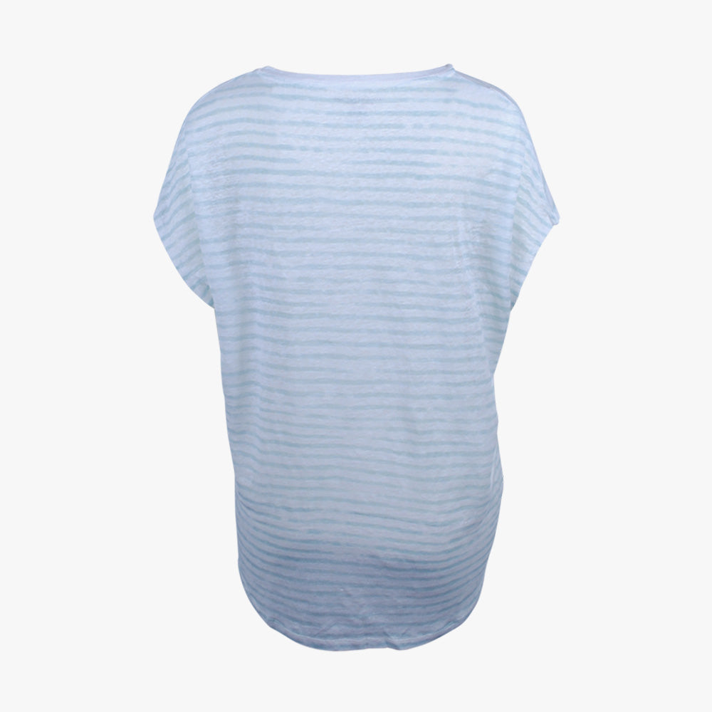 V-Shirt Ringel Leinen | minze