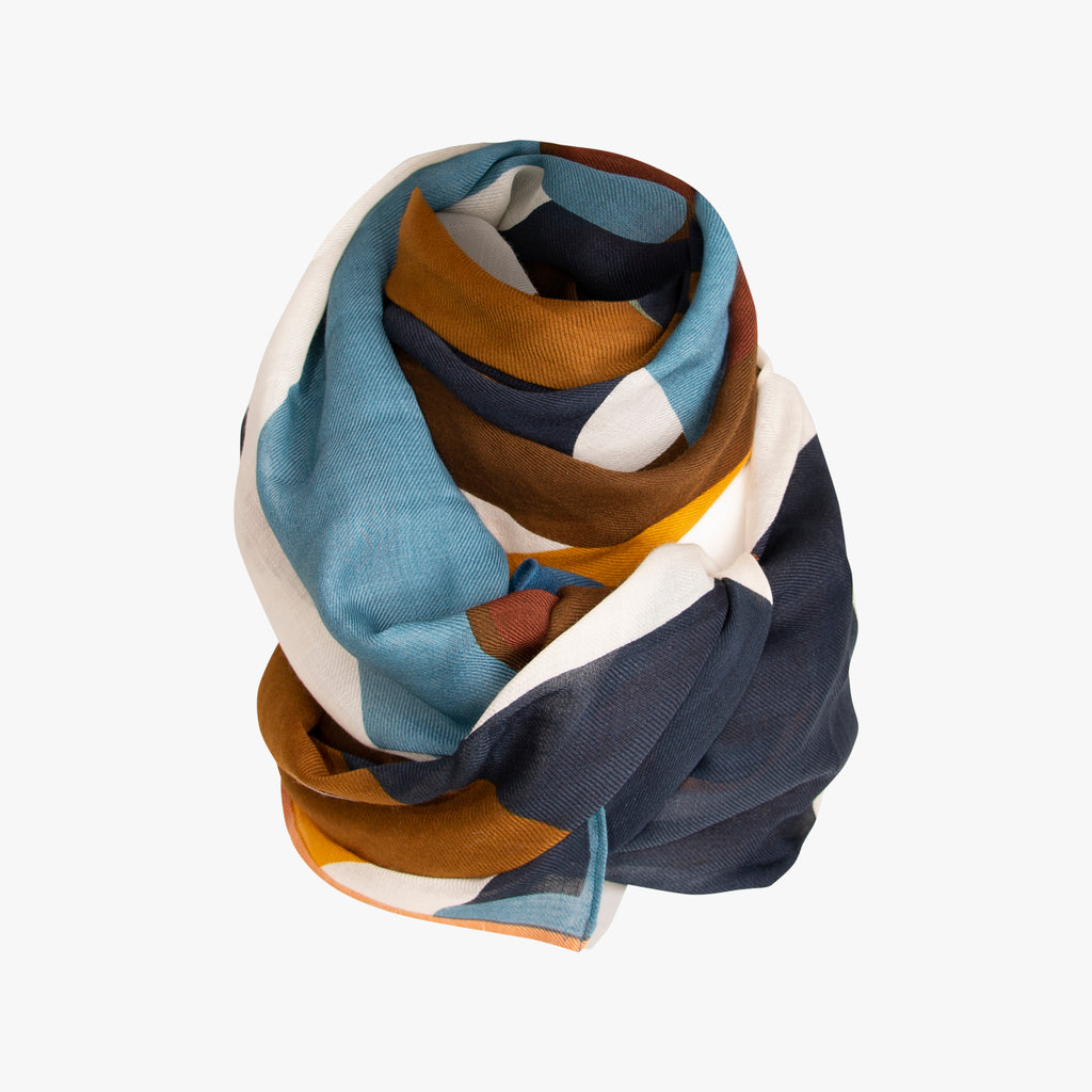 Wollschal M-Ruban | blaugrau