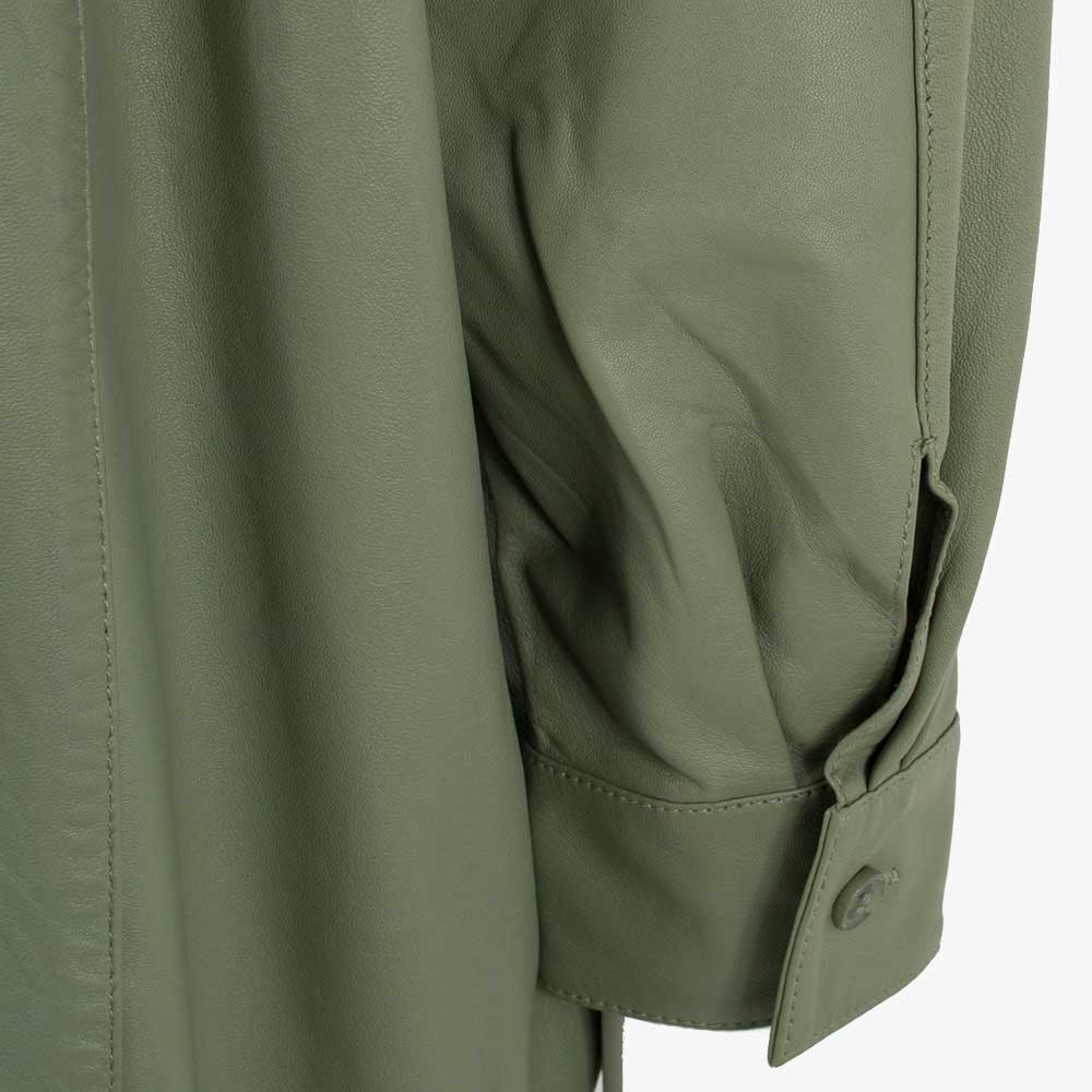 Overshirt Leder, Detail Ärmel | grün