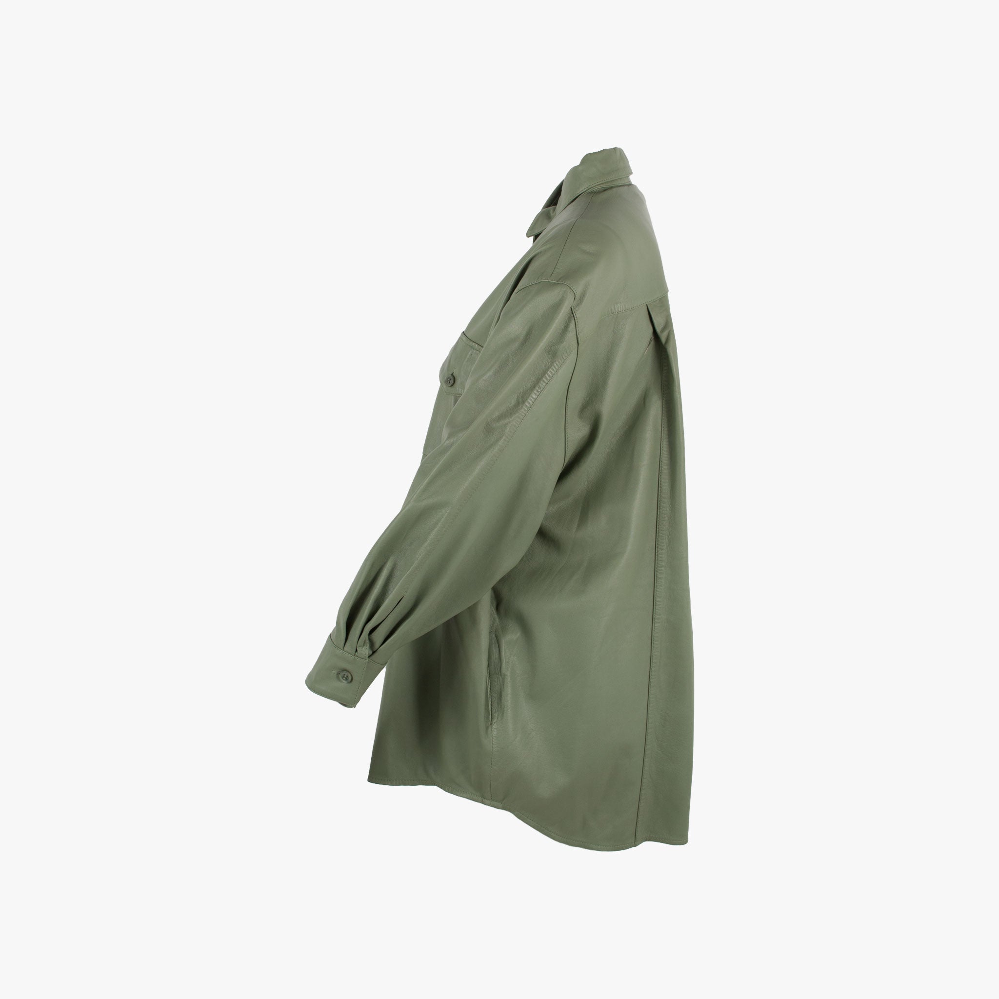 Overshirt Leder, Seitenansicht | grün