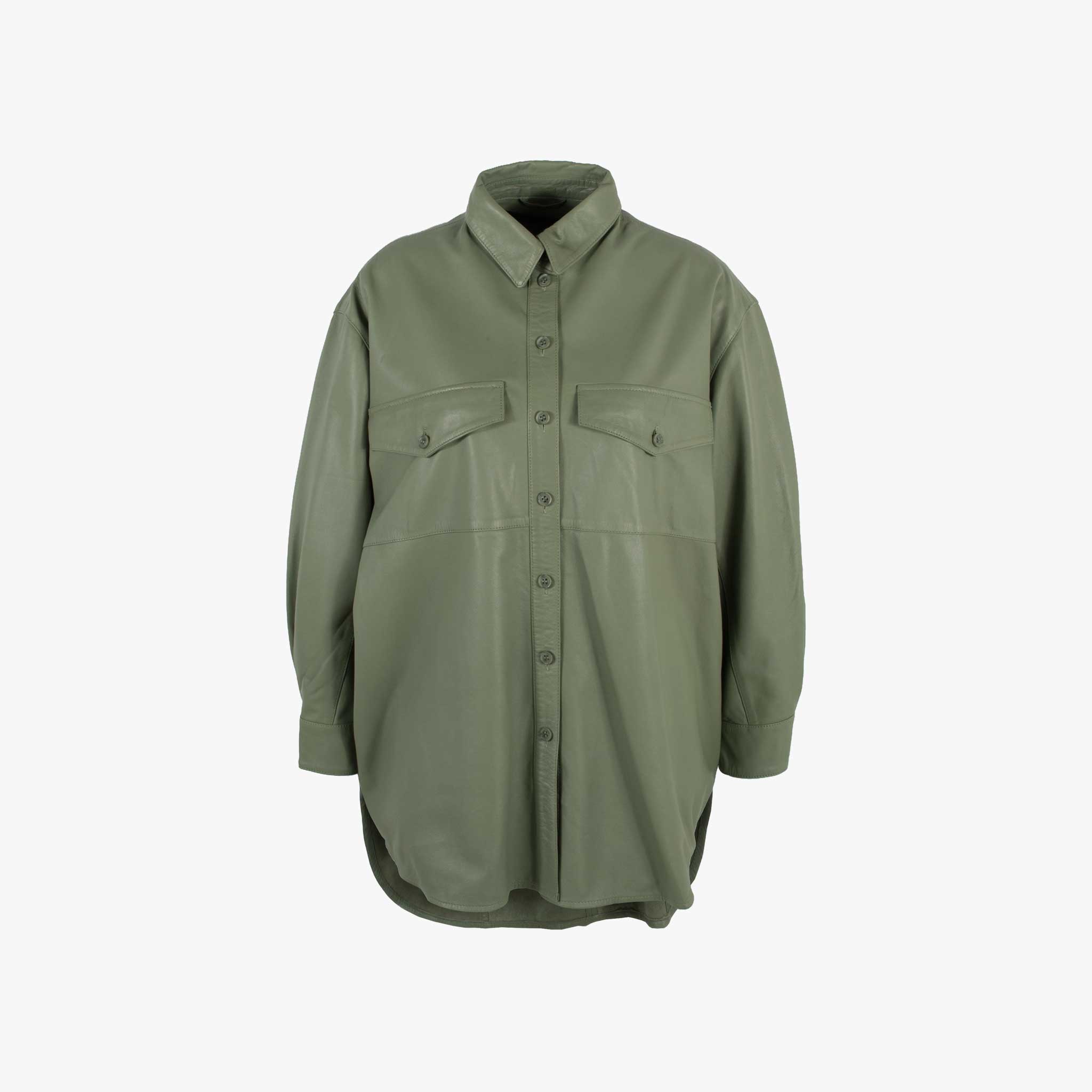 Overshirt Leder, Vorderansicht | grün