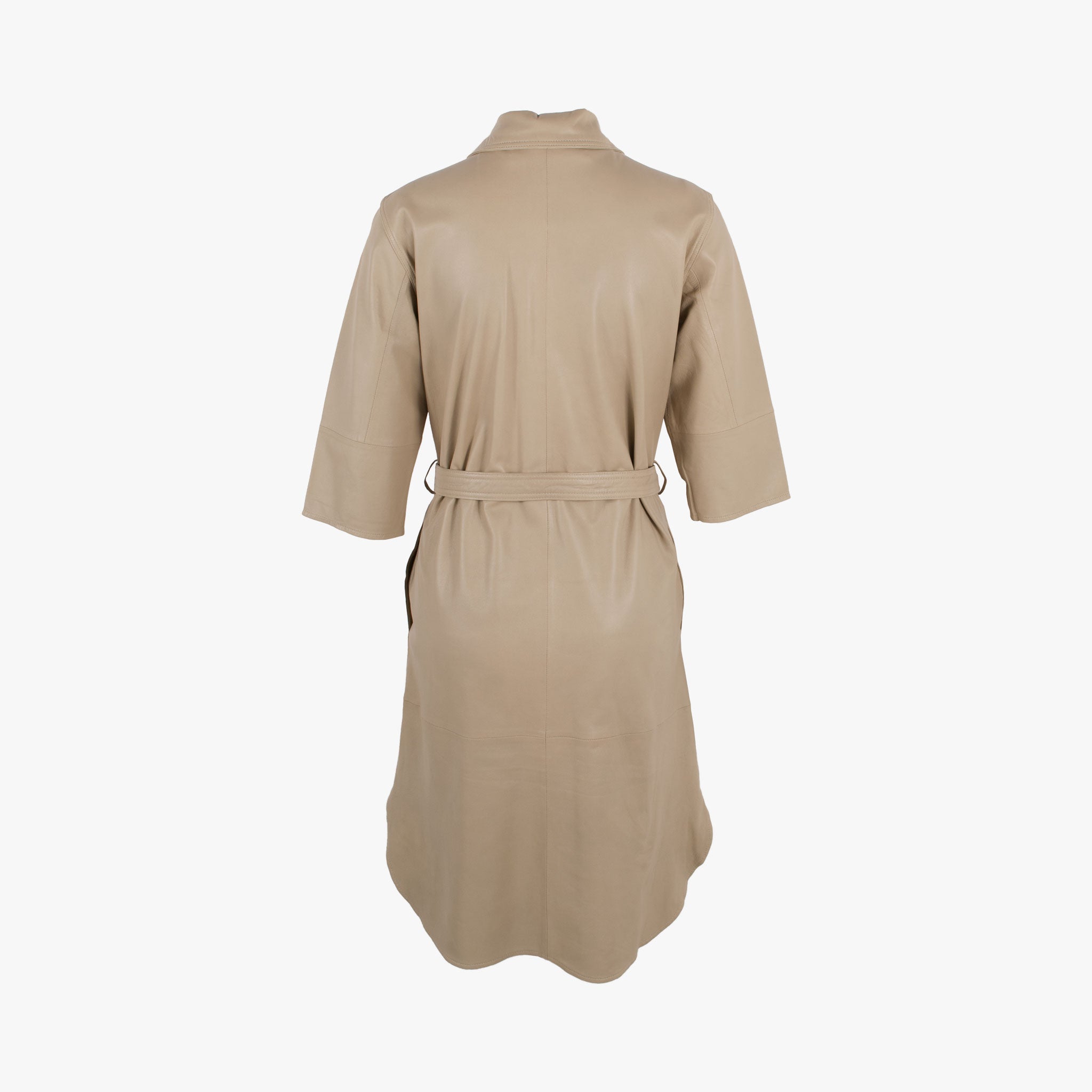 Mantelkleid Leder, Rückenansicht | beige