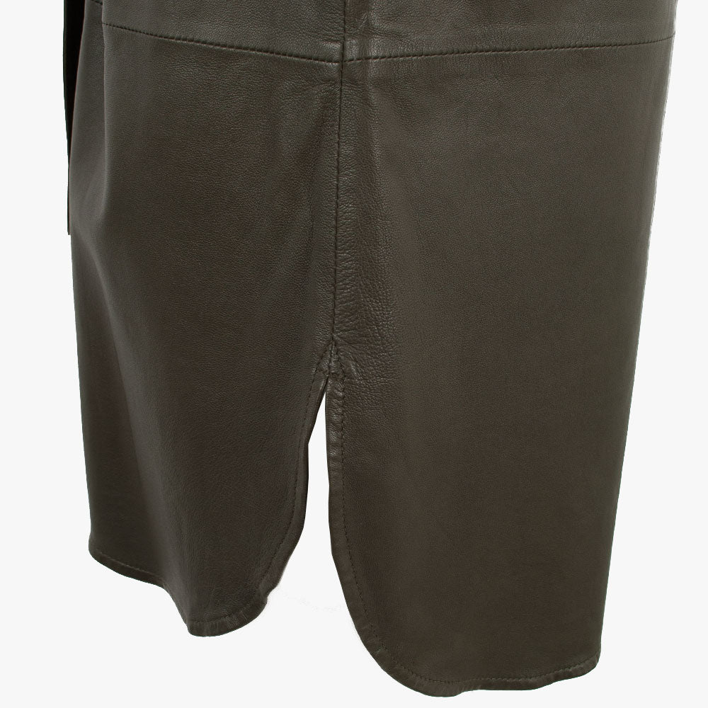Mantelkleid Leder, Saum | oliv