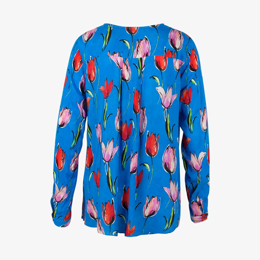 Bluse Tulipprint (blau, 32) | blau