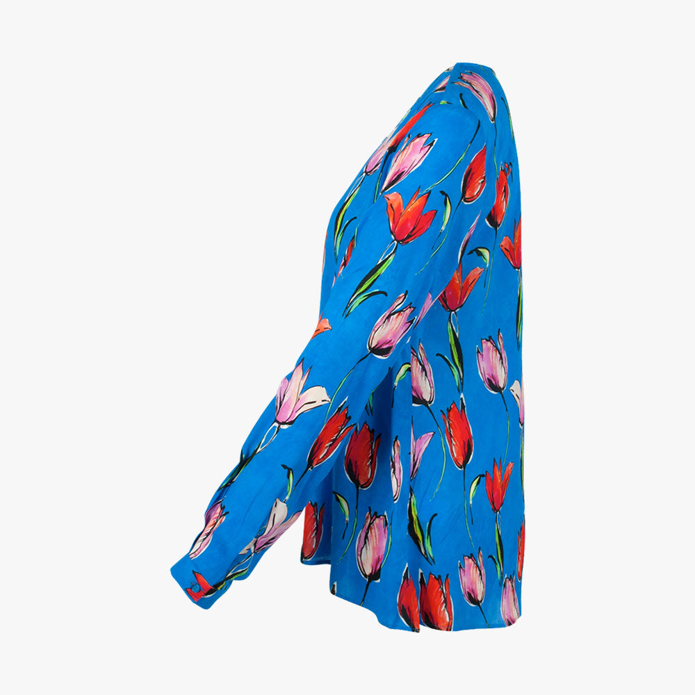 Bluse Tulipprint (blau, 32) | blau