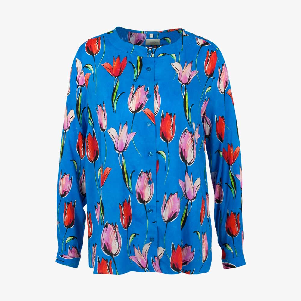Bluse Tulipprint (blau, 32) | blau