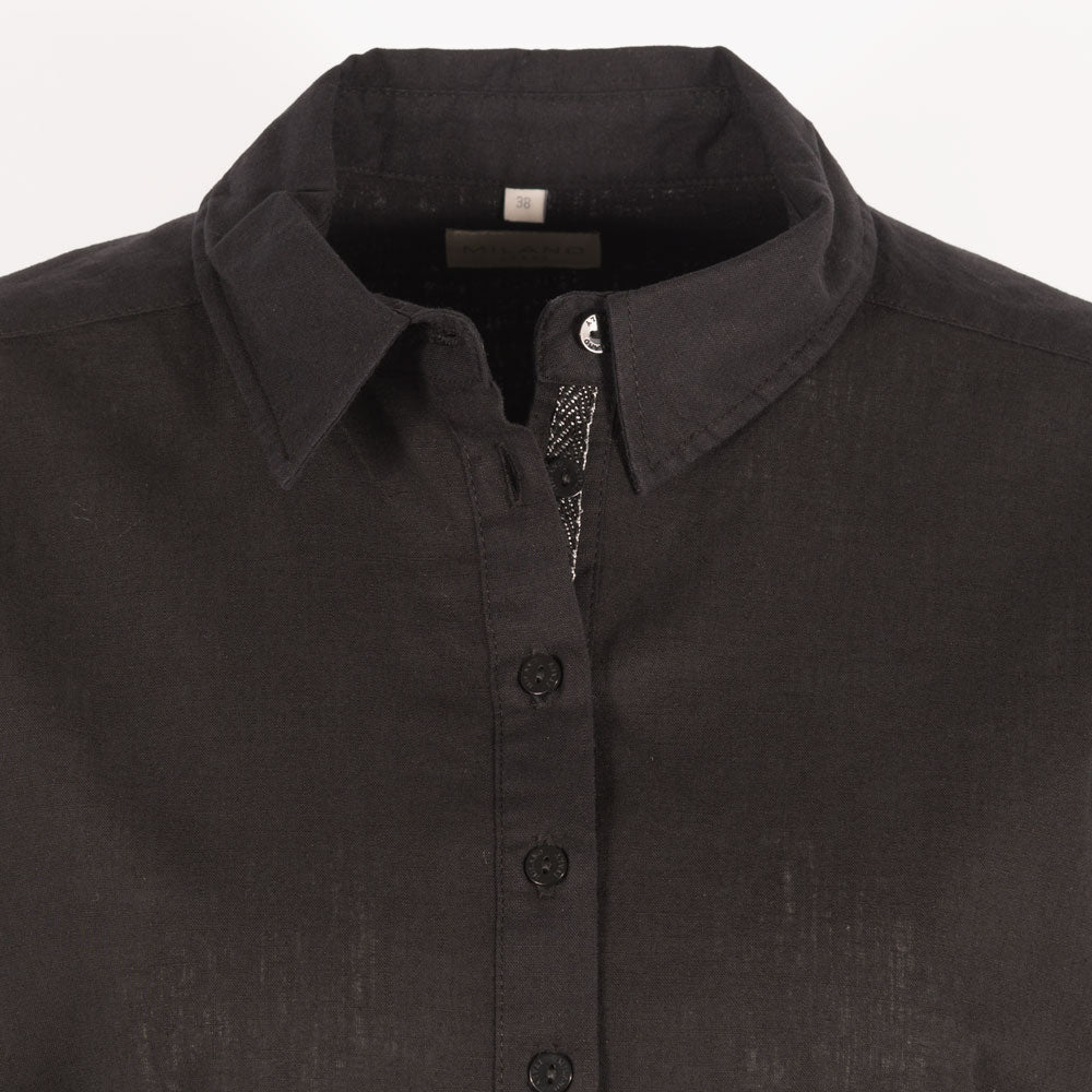 Milano Italy Kleid Leinenmix | schwarz