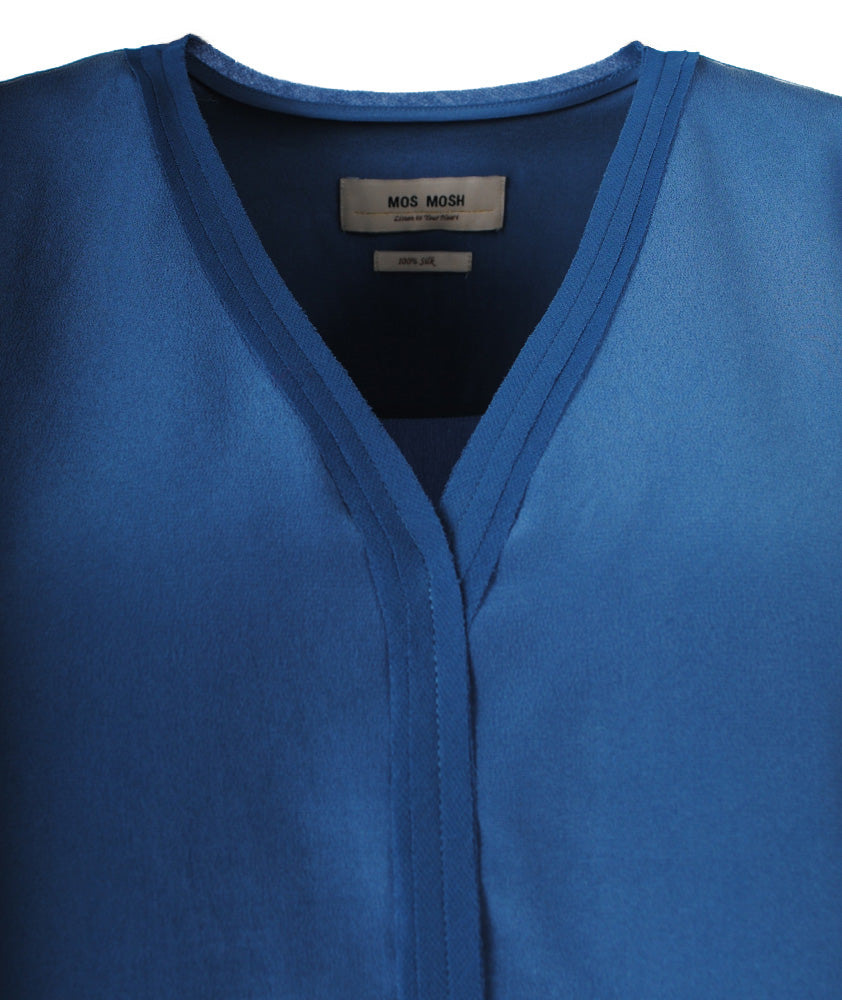 V-Seidenshirt uni | dunkelblau