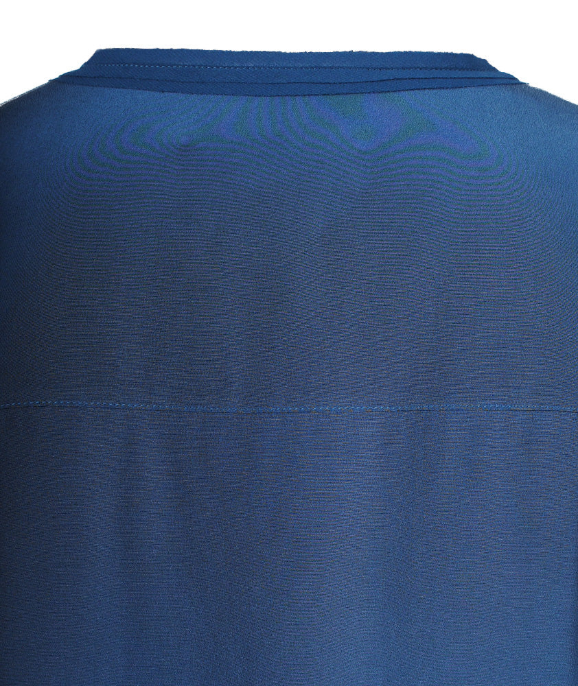 V-Seidenshirt uni | dunkelblau