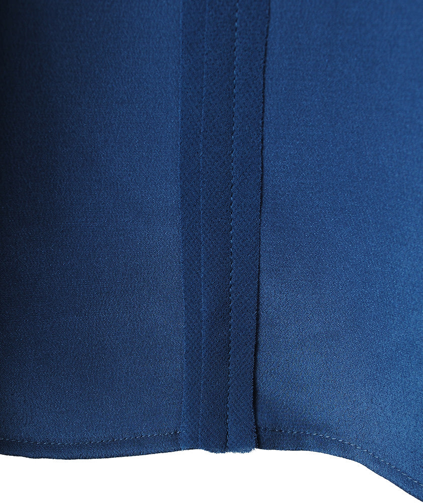 V-Seidenshirt uni | dunkelblau