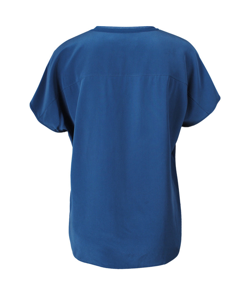V-Seidenshirt uni | dunkelblau
