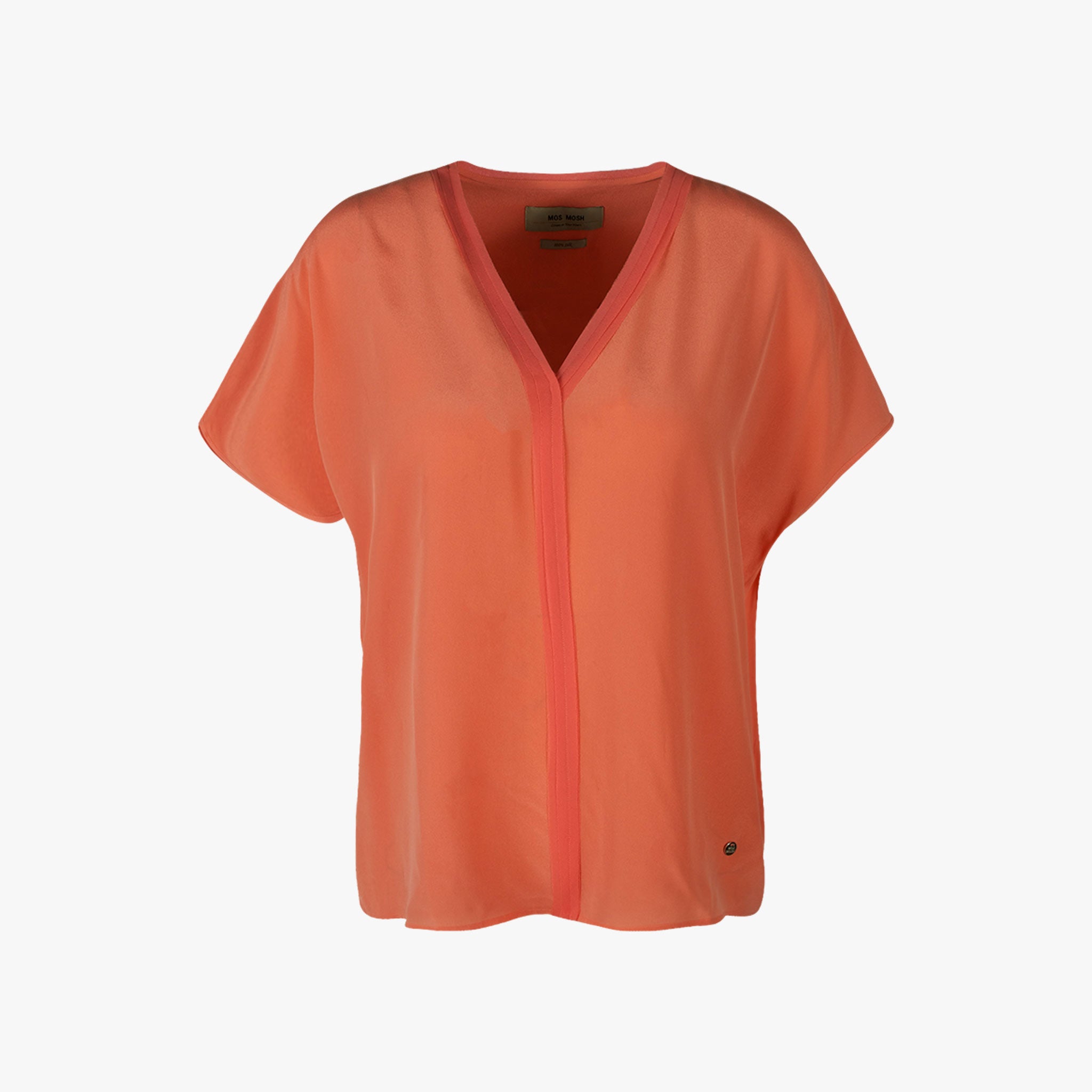 V-Seidenshirt uni (apricot, XXS) | apricot