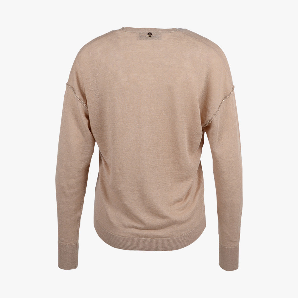 V-Cardigan Leinen (hellbraun, XXS) | hellbraun